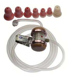 173-OTSD-R On-Camera Universal Audioclarifier with Ear Tips for RIGHT EAR, Straight Tube - Double Receiver Clip